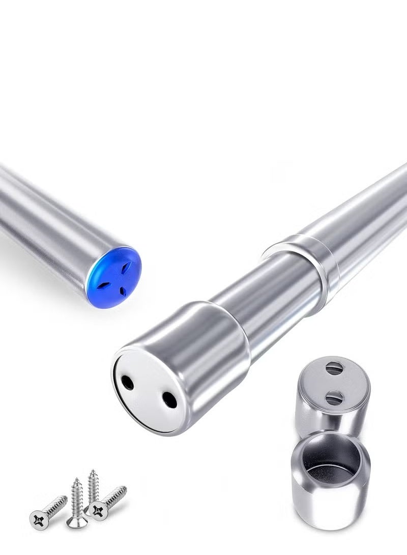 قضيب ستارة قابل للتعديل والتمديد مصنوع من الفولاذ المقاوم للصدأ، وقضيب تعليق ملابس تلسكوبي مع مقابس طرفية ومسامير، ومقاوم للصدأ، مناسب للخزائن، والحمامات، والشرفات، والنوافذ (47 - 80 سم). - Image 1